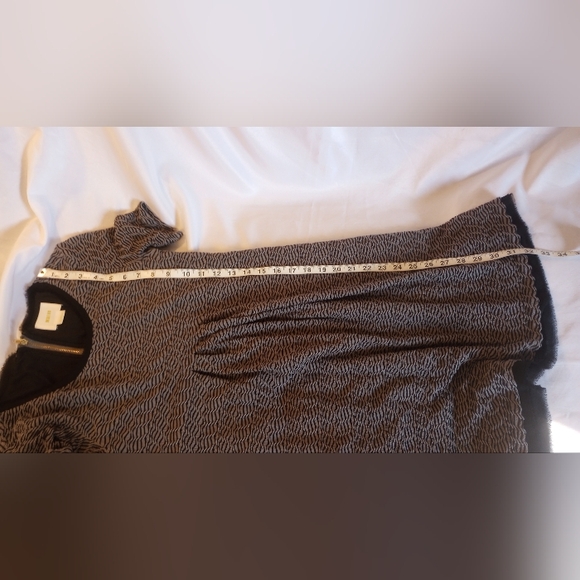 MAEVE Women's Grey Black Eyelash Trim Hem Empire Waist Midi Short Sleeve Zip XXS - Picture 14 of 15